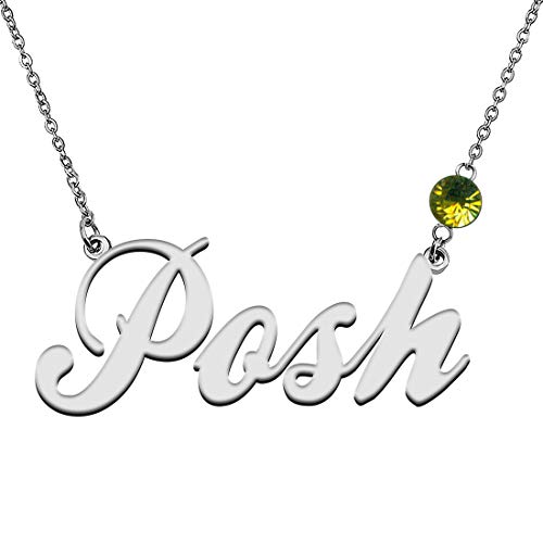 GR859C Personalized Charm Name Necklace with Birthstone for Best Friends Posh