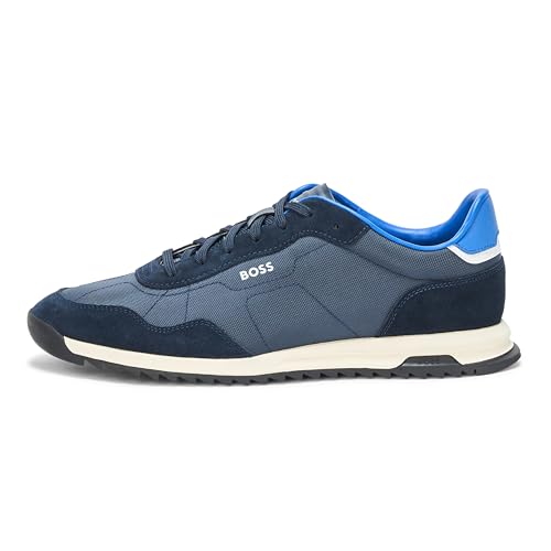 Image of BOSS Men's Zayn Low Profile Suede Leather Two Tone Sneaker