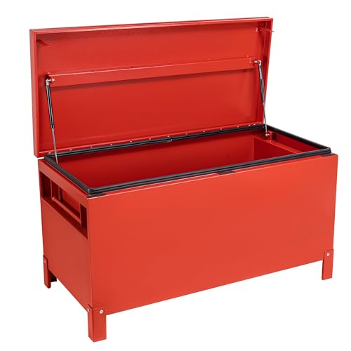 GarveeTech Jobsite Box, Jobsite Chest Tool Storage Cabinet Industrial Grade, Aluminum, Burgundy Red, 60x24 Inch