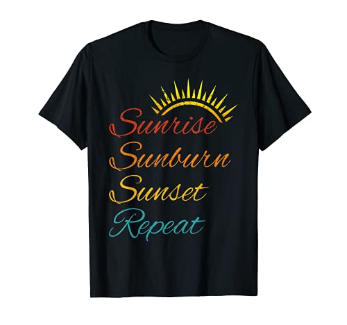 Sunrise Sunburn Sunset Repeat Camisa Vintage Retro Sunshine Camiseta