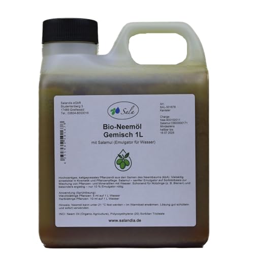Sala BIO-Neemöl kaltgepresst mit Salamul (ersetzt Rimulgan) Emulgator fertig gemischt 1 L 1000 ml Kanister