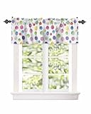 Chucoco Watercolor Polka Dot Valance for Kitchen Windows, Blue Pink Green Wave Point Rod Pocket Valances Short Curtains, Curtain Valance for Bedroom Bathroom 1 Panel 54x18in