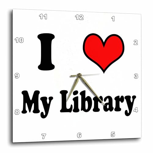 3dRose I Love My Library Book Lovers English Teacher 13x13 Wall Clock