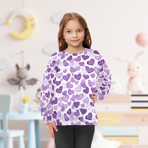 JUNZAN Purple Hearts Day Purple Hearts Kids Girls Hooded Sweatshirt Fleece Tops Clothing Shirts Camping 4T 5
