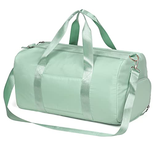 Image of Gym Duffle Bag For Women, Waterproof Travel Duffel Bags Carry On Shoulder Bag, Light Weight Weekender Bag With Shoe Compartment For Sports Overnight Trip School Camping, green, medium, Duffle Bag