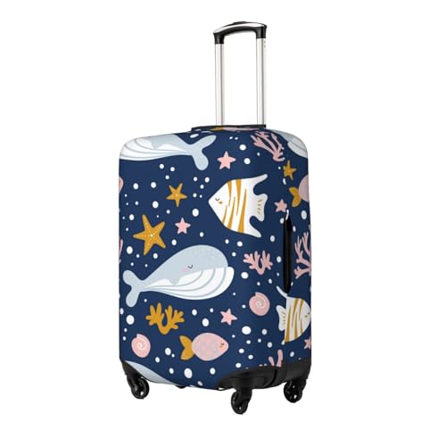 Cute Whale Ocean Animal Blue Elastic Travel Luggage Cover Travel Suitcase Cover for Trunk Case 19''-32'' Luggage Protective Cover2