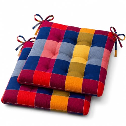 VAS COLLECTIONS Pack of 2 Chair Pad Cushions, Multicolor - Image 2