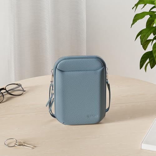 Image of befen Genuine Leather Crossbody Cell Phone Purse for Women, Small Zip Around RFID Blocking Crossbody Wallet Bags