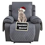 XINEAGE Water Resistant Recliner Cover Nonslip Recliner Chair Covers for Reclining Chair with Pockets Quilted Thick Furniture Protector for Pets and Kids (1 Seat, Dark Gray)