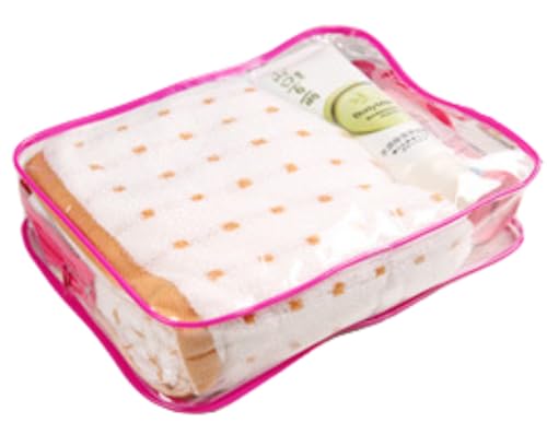 FeiFan 透明トラベルトイレタリーバッグ 防水仕様の多機能コスメポーチ 大型収納可能な洗面用具・メイクブラシホルダー付き ビーチや水泳にも対応するPVC製収納袋 男女兼用で旅行・出先に便利 (大きい,ローズレッド)