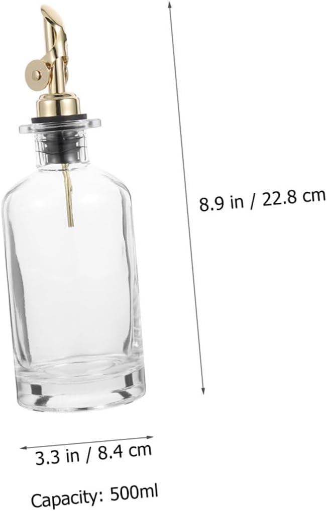 VALICLUD Glass Oil Dispenser Bottles with Spout 500ml Set of 2, Olive Oil Cruet and Soy Sauce Container, Automatic Open-close Kitchen Seasoning Holder with Anti-leak Design, Suitable