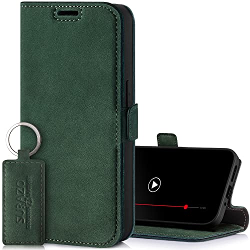 Protection RFID pour Galaxy M54, étui cuir vert anti-rayures mince