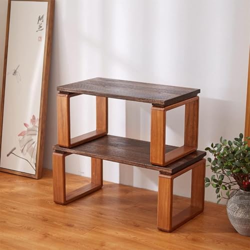 Image of Simple&Premium and Folding Japanese Style Low Height Floor Meditation /Tea /Coffee /Tatami Table for Living Room, Bedroom, Solid Wood Low Study /Laptop Desk Table.