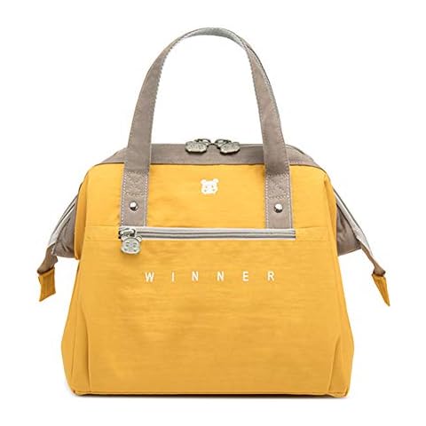 XYBH Insulated Lunch Bag Lunch Box Tote Cooler Bag for Men Women Adults Kids Waterproof Oxford Cloth Picnic Cool Bag 9.8x9.4x7.4(in)(25x24x19cm) Yellow Cover