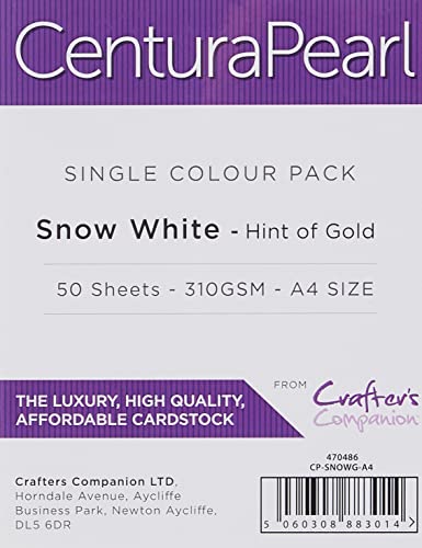 Crafter's Companion CP-SNOWG-A4 Tarjeta de Lujo Centura Pearl Paquete de 50-Blancanieves/Indicio de Oro Cover