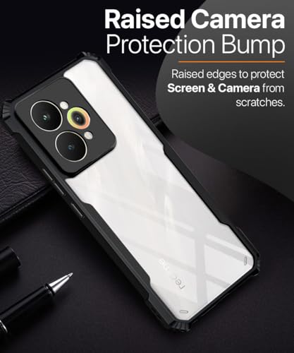 Image of WOW IMAGINE Shock Proof Clear Protective Back Case for Realme 15 5G - AirEDGE Technology | 360 Degree Camera Protection | Transparent Hybrid Back Case Mobile Cover - Black