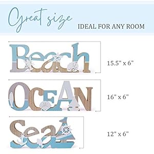 TideAndTales Coastal Room Decor Set of 3 Wooden Signs: Beach, Ocean and Sea - Coastal Art for Beach House or Office, Nautical Themed Room Decor, Ocean Bathroom Decorations TideAndTales Coastal Room Decor Set of 3 Wooden Signs Beach Ocean and Sea Coastal Art for Beach House or Office Nautical Themed Room Decor Ocean Bathroom Decorations