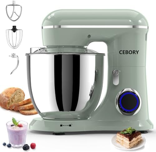CEBORY 3-IN-1 Electric Stand Mixer, 6.5QT Bowl 660W 10-Speed Kitc...