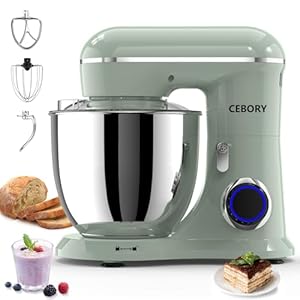 3-IN-1 Electric Stand Mixer, 6.5QT Bowl 660W 10-Speed Kitchen Mixer, Household Food Mixers include Dough Hook, Beater and Whisk, Bread Cake Mixer for Baking and Most Home Cooks, Green