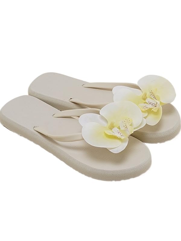 Y2K Floral Flip Flops for Women Coquette Aesthetic Sandals with Orchid Cute Beach Shoes Summer Essentials