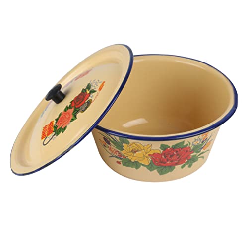 Hemoton 1 pç Bacia de esmalte retrô com cobertura esmaltada tigela de sopa vintage esmalte tigela de