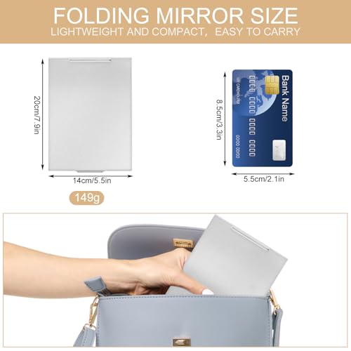 OSDUE Ultra Slim Folding Travel Mirror, 20 * 14cm Aluminum Makeup Mirror with Stand, for Vanity Travel, Camping - Image 2