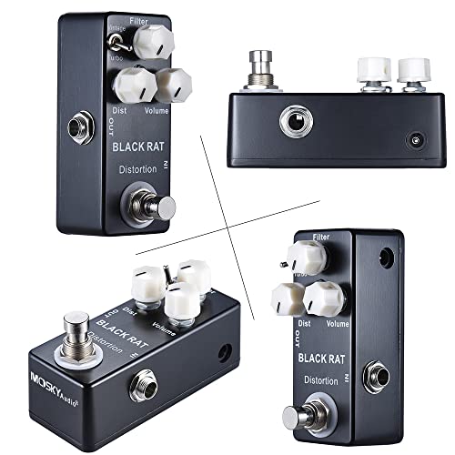 Henniu Pedal de efeito de mini distorção para guitarra True Bypass Corpo em liga de zinco-alumínio
