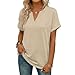 Going Out Tops for Women Short Sleeve Shirts Dressy Casual Blouses Spring Summer Vacation Tops Fashion Clothing（1-Beige,XX-Large）