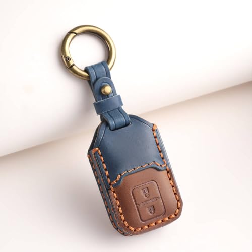 Image of keyzone dual leather key cover for Swift, DZire, Baleno, Ertiga, Grand Vitara, Brezza, Fronx, Jimny XL6, Ignis, Glanza, Urban Cruiser Hyryder, Rumion 2 button smart key