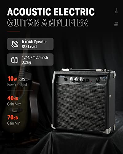 Image of Donner Acoustic Electric Guitar Full Size Kit for Beginner Intermediate with Amplifier Capo Pick Tuner Strings Strap - 41 Inch