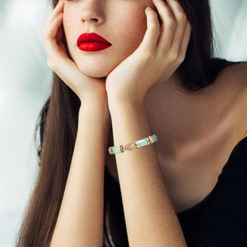 Jade Bracelet for Women, LIKEYO Good Fortune Jade bracelet Natural Green Jade Bangle Bracelet,S925 Sterling Silver with gold plating Bracelet Gifts for Women2