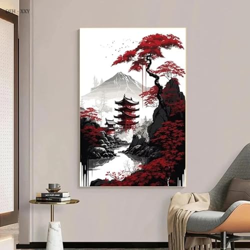 Toile de temple de montagne vintage pour créer une ambiance zen dans votre salon moderne