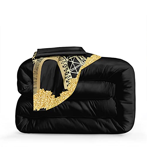 Black Queen Comforter Set Paris Bedroom Comforter Set Black And Gold Paris Decor For Bed Comforter Eiffel Tower Decor Bedding 1 Comforter 2 Pillowcases 1 Cushion Cover (Queen, Tower) #TOP4