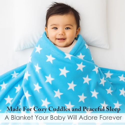 Image of GLUN Fleece Baby Blanket for Newborn, Pack of 2 Different Colours Blue & Pink Combo, All-Season Blanket Ultrasoft Baby Blanket for Babies