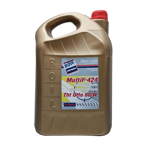 Roil UTTO 424 THT 80W - Olio per la lubrificazione di organi di trasmissioni, impianti Idraulici, Freni e frizioni in Bagno d’Olio di macchinari agricoli e Movimento Terra. (5 Litri)
