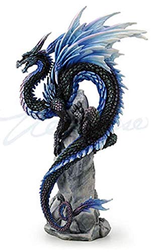 10" Sapphire Sentinel By Andrew Bill Dragon Fantasy Home Decor Gothic Statue #TOP1