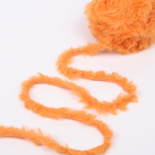 Image of NICEEC 2 Skeins Soft Faux Fur Yarn 70yds,3.53oz- S1121#Orange | Crochet & Knit, DIY Project Starter Kit,Handbag,Sun Hat,Shoes, Shopper Bag