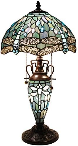 Tiffany Lamp Shade Replacement 12 Inch Sea Blue Stained Glass Dragonfly Lampshade Only, Fit For Table Lamp, Ceiling Fixture, Pendant Light S147 WERFACTORY
