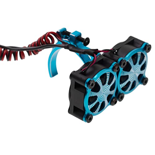 Treehobby 36Mm Aluminum Alloy W/Double Cooling Fan Heat Sink With Temperature Control Compatible With 1/10 Trx4 Scx10 Traxxas Track Hsp Hpi Wltoys Himoto Tamiya 540 550 3650 3660 Rc Car(Blue) #TOP14