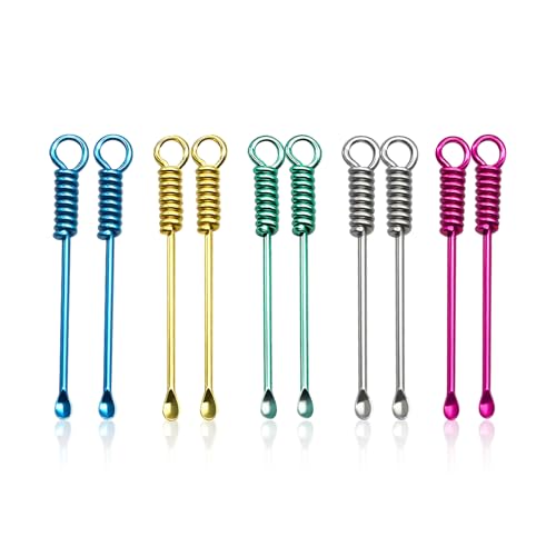 10Pcs Mini Spoons Keychain Tiny Metal Shovel Charms for Spices & Powder Multicolor Small Spoon Pendant for Jewelry Making Crafts DIY Accessories