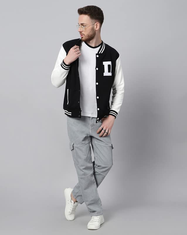 Image of BE SAVAGE Men's Cotton Blend Standard Length Varsity Jacket