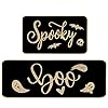 Spooky Bat Ghost Boo Black Kitchen Mats Set of 2, Fall Kitchen Decor Halloween Kitchen Rugs Set Seasonal Holiday Party Vintage Low-Profile Kitchen Runner Floor Carpet - 17x29 and 17x47 Inch
