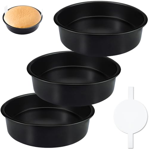 ArtCute 8-Inch Cake Pan Set of 3, Non-stick Baking Layer Cake Pans with 100 Pieces Parchment Paper, Dishwasher Safe Baking Pans (Round)