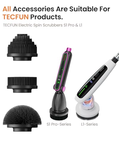 Image of Electric Spin Scrubber Replacement Brush Heads for Cordless Spin Scrubber, 3pcs Extra Brush Accessories Suitable for TECFUN S1 Pro & L1 Power Scrubber, Cleaning Brush for Tub,Tile,Floor-Black