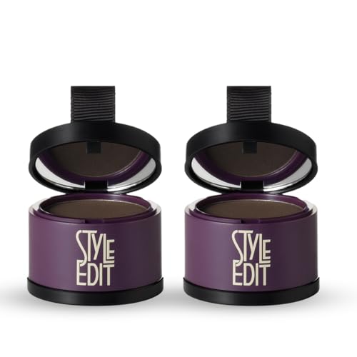 Image of Style Edit Root Touch Up Powder | Temporary Hair Color for Gray Roots and Thinning Hair | Salon-Quality, Transfer-Resistant Hair Concealer | Dark Brown, 0.13 oz (Pack of 2)