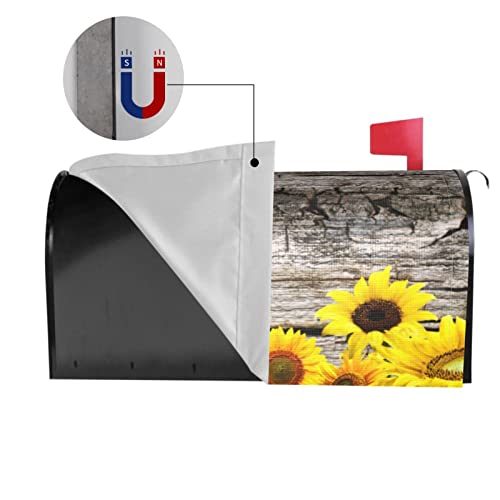 Albisai Welcome Sunflowers Magnetic Mailboxes Cover Sunflowers Summer Vintage Wood Board For Garden Yard Decor Mailbox Cover Standard Size 21" Lx 18" W #TOP4