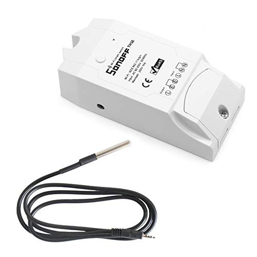 Preisvergleich Produktbild SONOFF TH16 Smart WiFi-Schalter, SUNJULY Wasserdichter Temperaturüberwachungsschalter mit drahtloser Sprachsteuerung und Temperatur-Luftfeuchtigkeits-Sensor mit APP-Fernbedienungsschalter, 16A 3500W