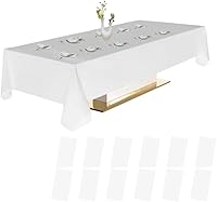 Vista 1 de Urby Manteles de plástico desechables blancos para mesas rectangulares de 8 pies, ideal para servir como picnic, fiesta, exterior o comedor, mantel