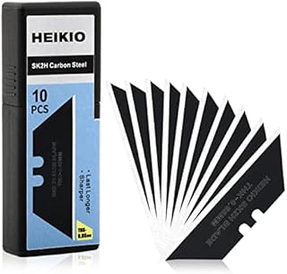 Utility Blades by HEIKIO, 10-Pack, Standard Replacement Blades for Most Utility Knives and Box Cutters, Black Carbon Steel Heavy-duty Knife Blade, Thicker and Sharper