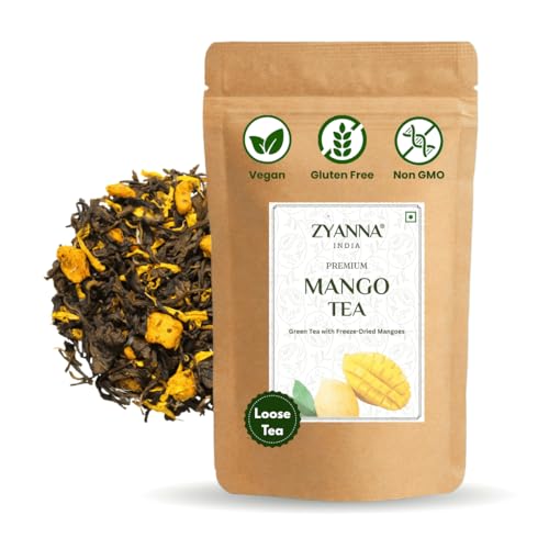 Zyanna Mango Green Tea, 100g/3.53oz - 50 Cups, Premium Loose